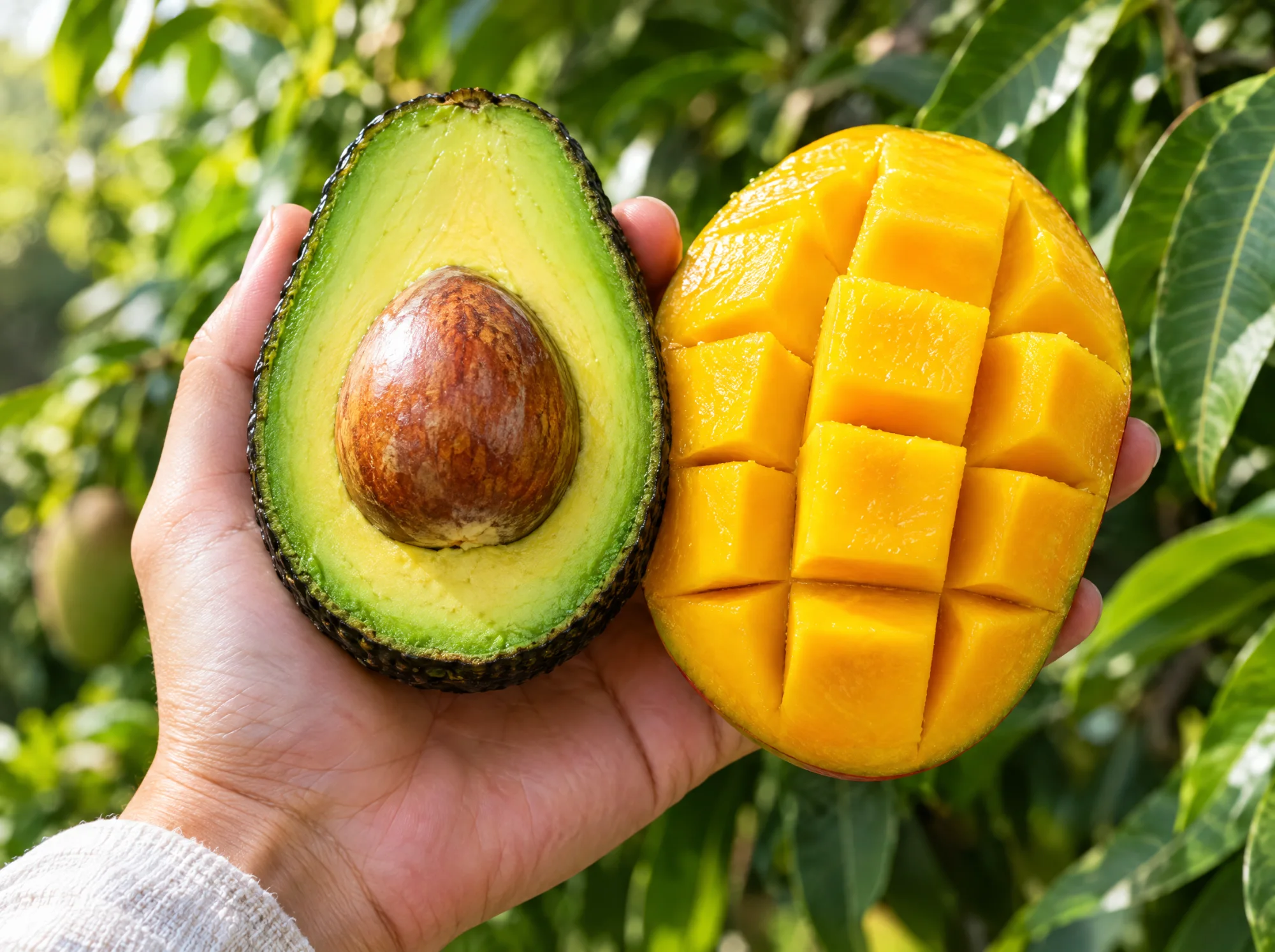 Olgun avokado ve mango