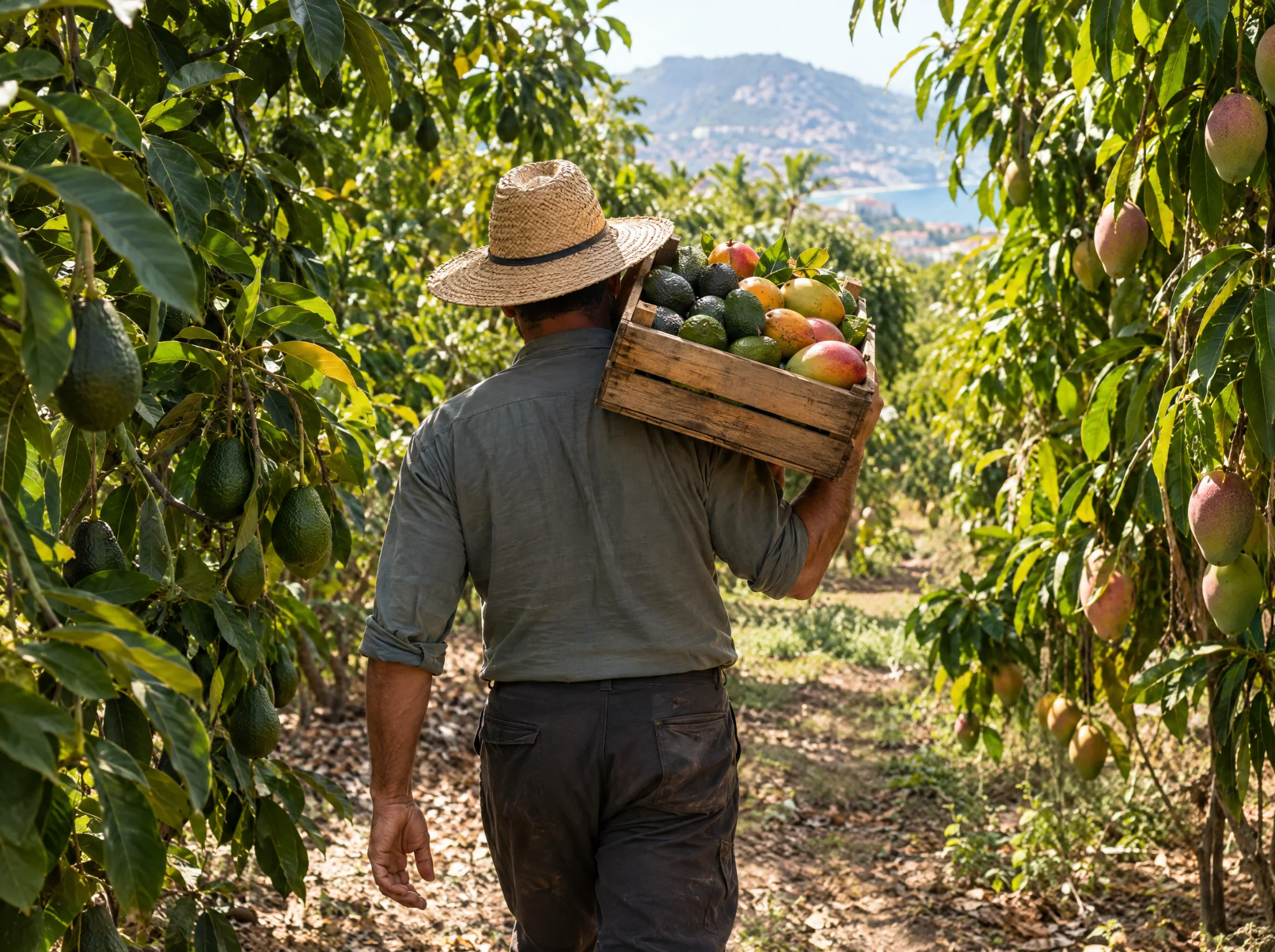 Bahçede avokado ve mango hasadı